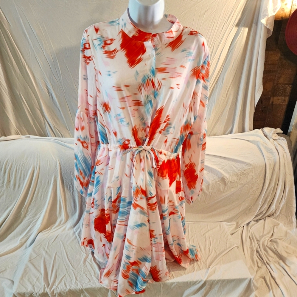 Clarisbelle Long Sleeve Button Up Chiffon Dress